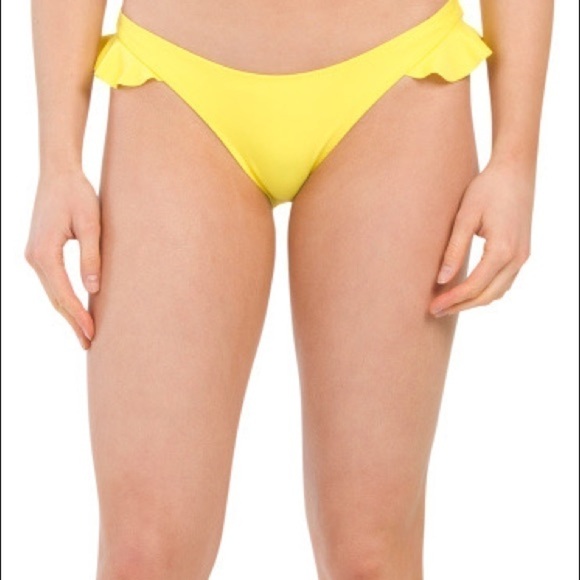 NEW KENDALL + KYLIE NEON YELLOW RUFFLE Bottom Bikini Size Large - Picture 1 of 3